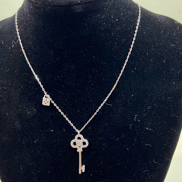 Sterling Silver Lock and Key Necklace - Picture 2 of 2